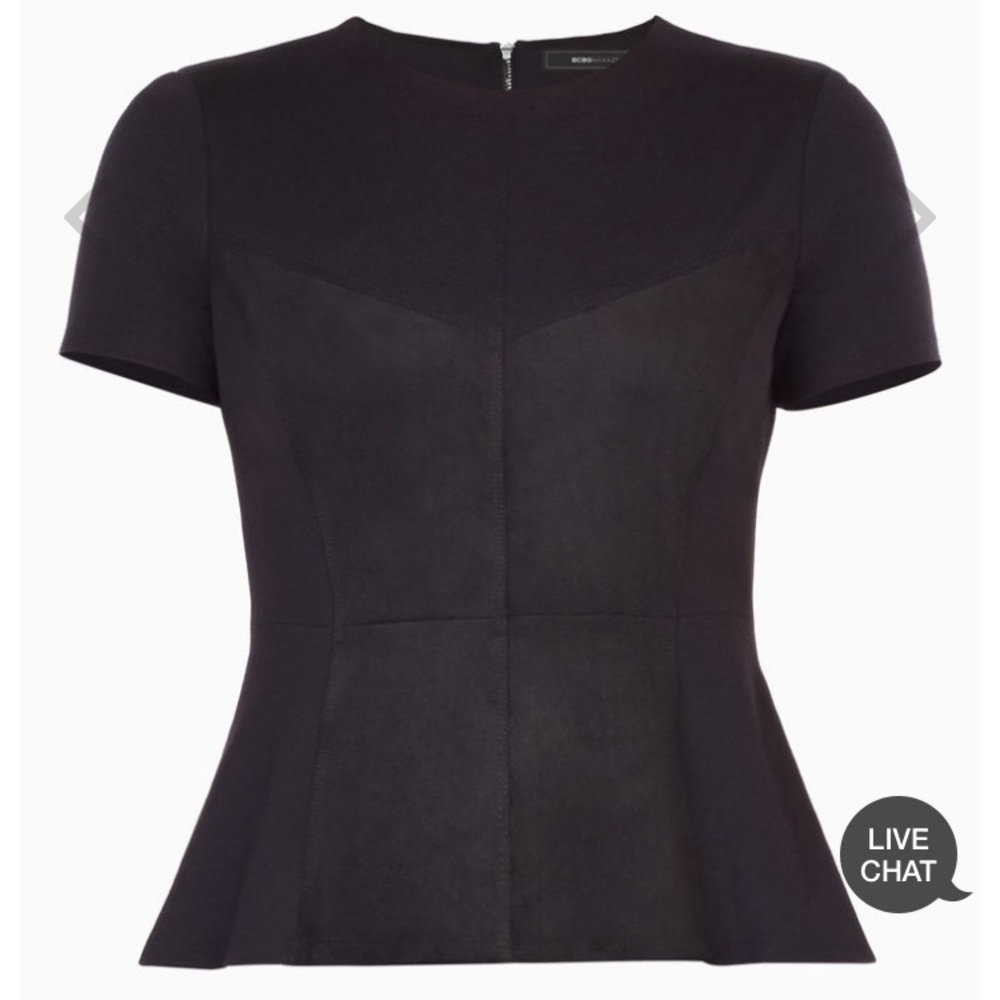 BCBG Maxazria Black Denna Faux Suede Top size XS